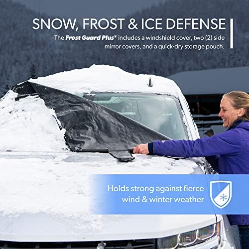 FrostGuard Plus | כיסוי השמשה הקדמית לחורף לקרח ושלג, גודל סטנדרטי - לוחות אבטחה מובנים, כיסוי להב מגב +